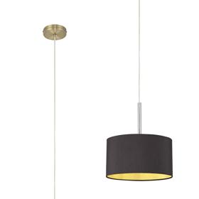 DK0203  Baymont 30cm Pendant 1 Light Antique Brass, Midnight Black/Green Olive